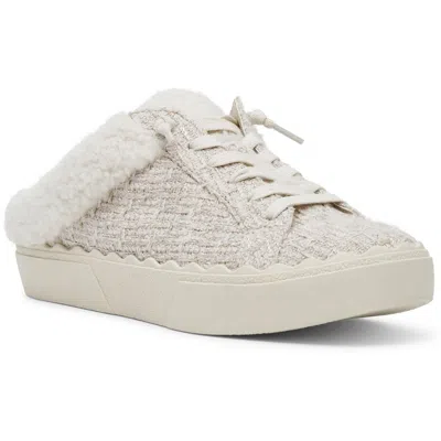 Anne Klein Courage Womens Faux Fur Lined Faux Fur Slip-on Sneakers In Beige