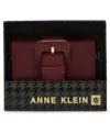 Anne Klein Covered Buckle Flap Wallet Gift Set In Burgundy