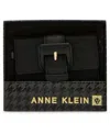 Anne Klein Covered Buckle Flap Wallet Gift Set In Black
