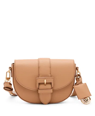 Anne Klein Covered Buckle Small Crossbody Bag In Brown