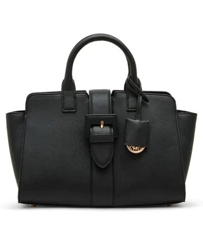 Anne Klein Covered Buckle With Convertible Strap Medium Satchel Bag In Black