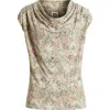 Anne Klein Cowl Neck Cap Sleeve Top In Green