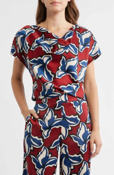 Anne Klein Cowl Neck Floral Top In Multi