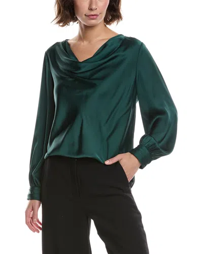 Anne Klein Cowl Neck Matte Top In Green