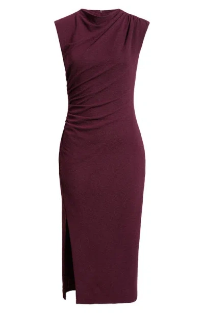 Anne Klein Cowl Neck Sleeveless Midi Dress In Burgundy