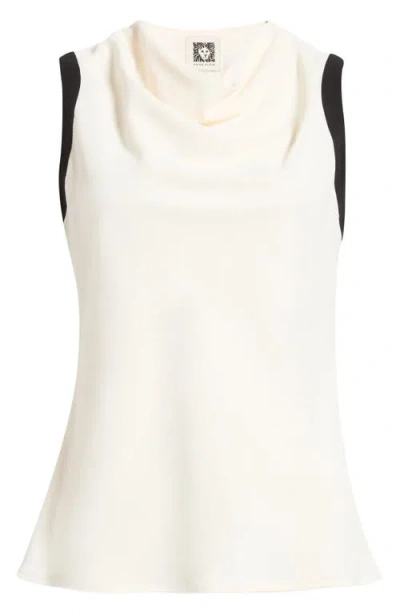 Anne Klein Cowl Neck Sleeveless Top In White
