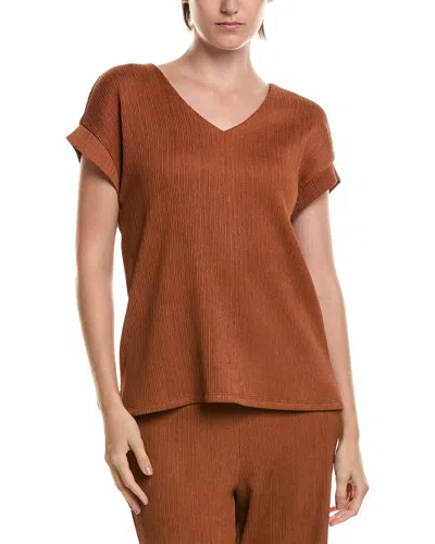Anne Klein Crinkle Pintuck Top In Orange
