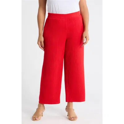 Anne Klein Crinkle Pull-on Ankle Wide Leg Pants In Red