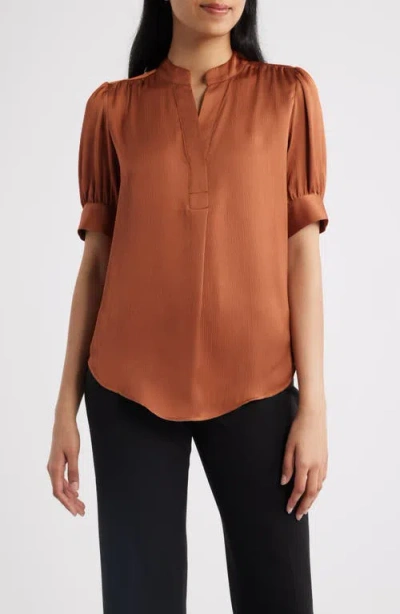 Anne Klein Crinkle Satine Top In Black