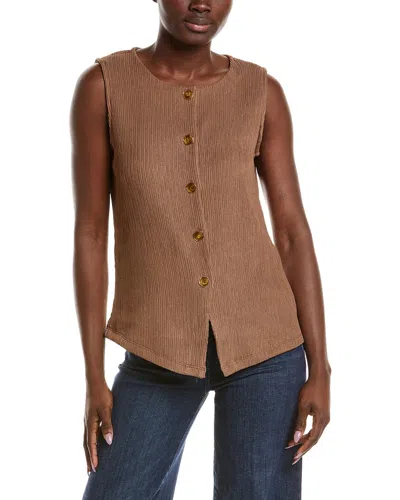 Anne Klein Crinkle Vest In Brown