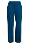 Anne Klein Embellished Hem Flare Pant In Blue
