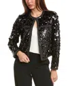 Anne Klein Womens Sequined Polyester Open-front Blazer In Black