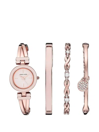 Anne Klein Crossover 24.5mm Bracelet And Watch Set In Pink