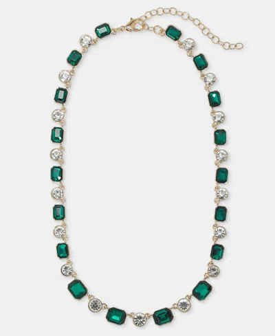 Anne Klein Crystal All-around Collar Necklace, 16" + 3" Extender In Green
