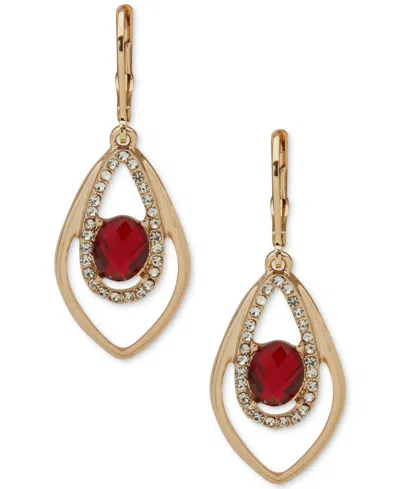 Anne Klein Crystal And Glass Stone Silver-tone Navette Orbital Earrings In Gold