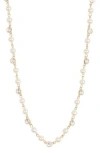 Anne Klein Crystal & Imitation Pearl Collar Necklace In Gold