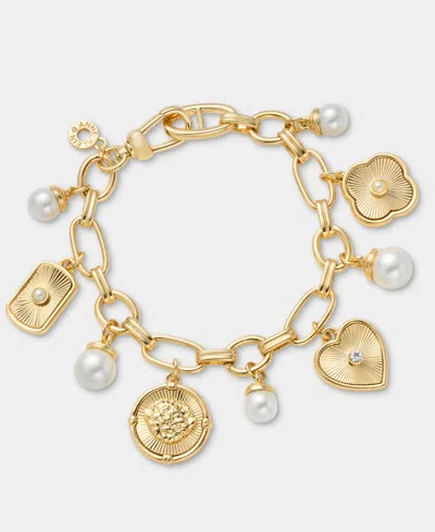 Anne Klein Crystal & Imitation Pearl Motif Charm Bracelet