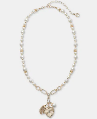 Anne Klein Crystal & Imitation Pearl Multi-charm Pendant Necklace, 16" + 3" Extender