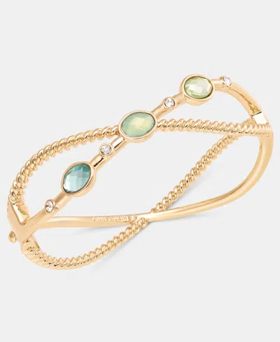 Anne Klein Crystal & Stone Openwork Bangle Bracelet In Multi
