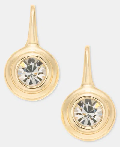Anne Klein Crystal Bezel Drop Earrings In Gold