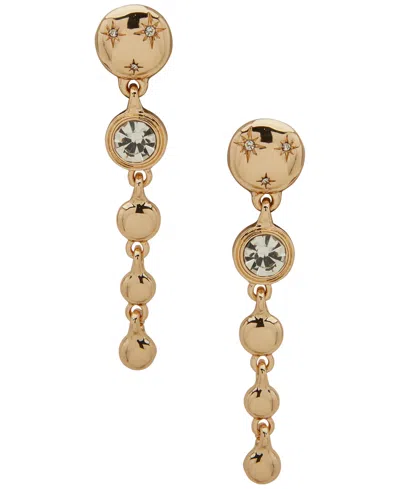 Anne Klein Crystal Bezel Stone Gold-tone Star Linear Earrings