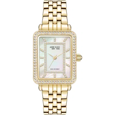 Anne Klein Crystal Bracelet Watch, 26mm X 32mm In Gold