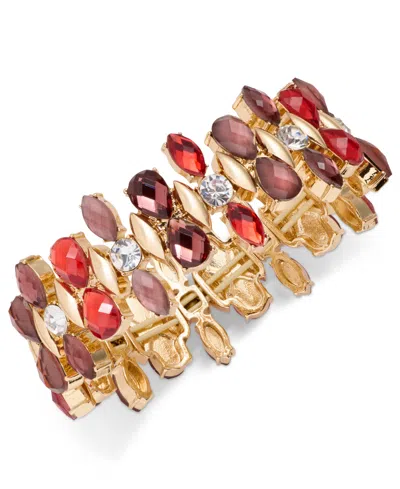 Anne Klein Crystal Cluster Gold-tone Stretch Bracelet In Multi