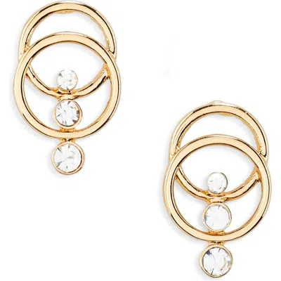 Anne Klein Crystal Double Ring Drop Earrings In Gold