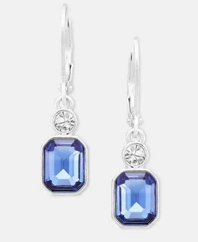 Anne Klein Crystal Drop Earrings In Blue