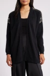 Anne Klein Crystal Embellished Cardigan In Anne Black
