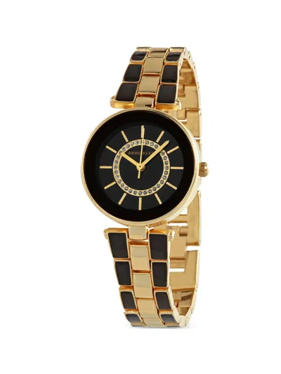 Anne Klein Crystal Enamel-inlay 28mm Watch In Gold