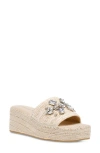 Anne Klein Crystal Espadrille Slide Sandal In Natural