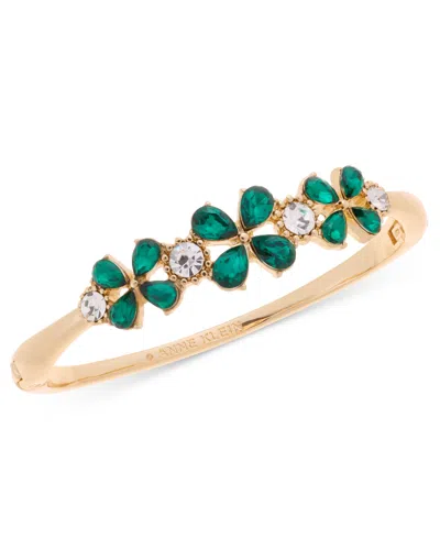 Anne Klein Crystal Floral Hinged Bracelet In Multi