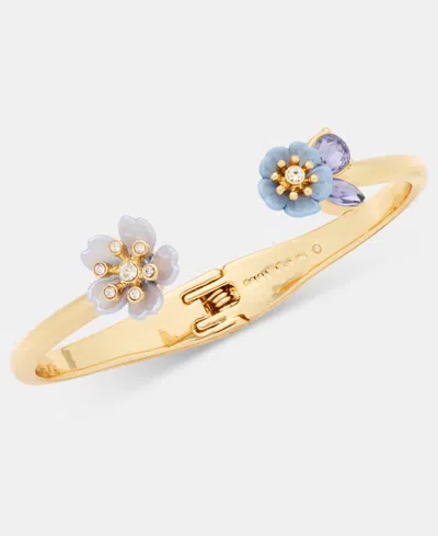 Anne Klein Crystal Flower Cuff Bracelet In Gold