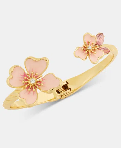 Anne Klein Crystal Flower Cuff Bracelet In Gold