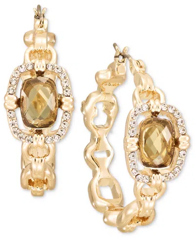 Anne Klein Crystal Gold Twisted & Interlinking Hoop Earrings In Multi