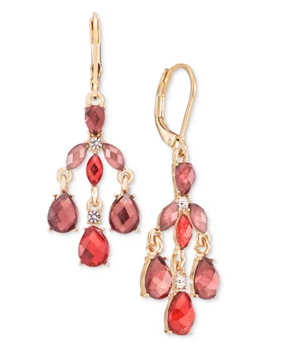 Anne Klein Crystal Gold-tone Cluster Chandelier Earrings In Multi