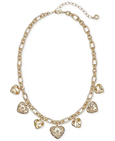 Anne Klein Crystal Gold-tone Knot & Puffy Heart Necklace