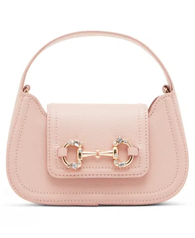 Anne Klein Crystal Horsebit Top Handle Small Crossbody Bag In Pink