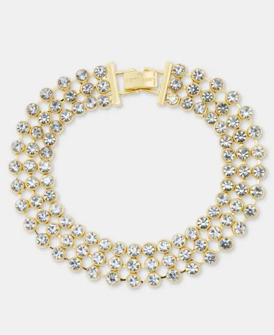 Anne Klein Crystal Mesh Chain Flex Bracelet In Gold