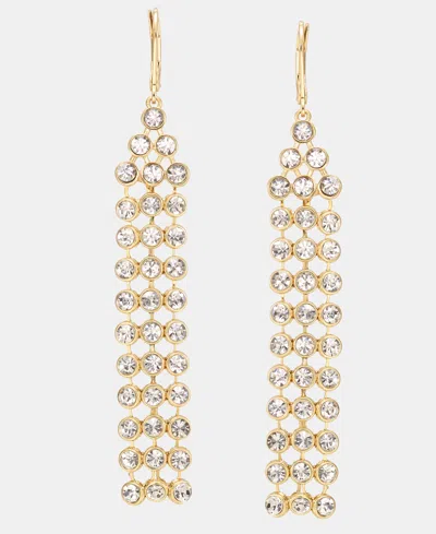 Anne Klein Crystal Mesh Chain Linear Drop Earrings In Gold