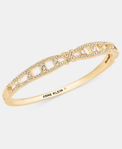 Anne Klein Crystal Openwork Bangle Bracelet In White