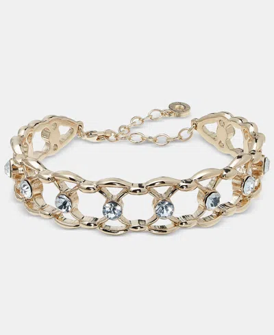 Anne Klein Crystal Openwork Cuff Bracelet In Gold