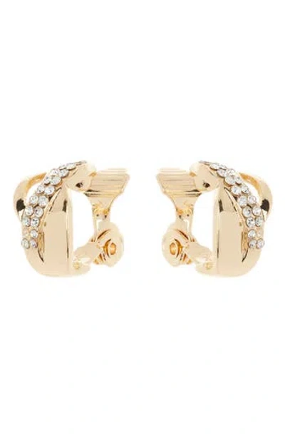 Anne Klein Crystal Pavé Layered Clip Earrings In Gold/crystal