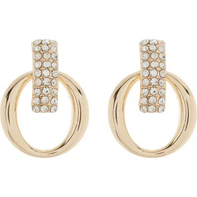 Anne Klein Crystal Post & Ring Drop Earrings In Gold