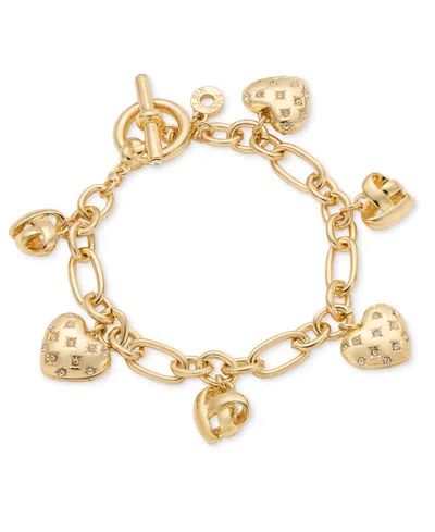 Anne Klein Crystal Puffy & Knot Charm Bracelet In Gold