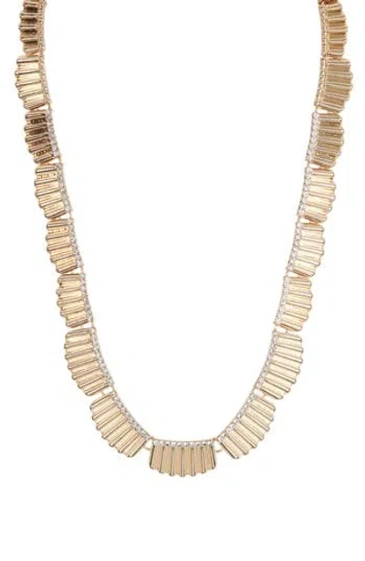 Anne Klein Crystal Scallop Collar Necklace In Gold/crystal