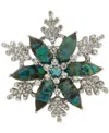 Anne Klein Crystal Silver-tone Snowflake Pin In Blue