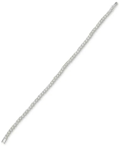 Anne Klein Crystal Skinny Foldover Clasp Tennis Bracelet In Metallic