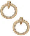 Anne Klein Crystal Stone Gold-tone Doorknocker Earrings In Gold
